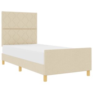 vidaXL Cadre de lit avec tête de lit Crème 100 x 200 cm tissu