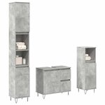 vidaXL Ensemble de meubles de salle de bain 3 Pièces gris béton