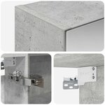vidaXL Armoire Miroir de Salle de Bain Gris béton 50 x 14 5 x 70 cm