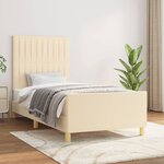 vidaXL Cadre de lit avec tête de lit Crème 90x190 cm Tissu