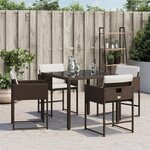 vidaXL Chaises de jardin avec coussins lot de 4 marron résine tressée