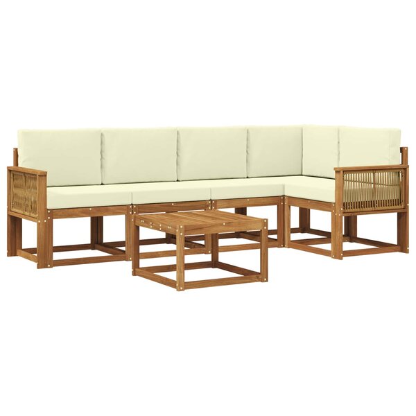 vidaXL Ensemble de canapés d'extérieur 6 pc Naturel et Crème