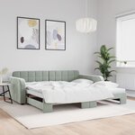 vidaXL Lit de jour avec gigogne sans matelas gris clair 100x200 cm