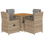 vidaXL Ensemble à manger de jardin avec coussins 5Pièces Beige poly rotin