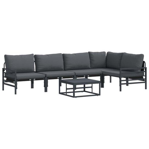 vidaXL Ensemble de canapé de jardin avec coussin 6 Pièces Noir Acier
