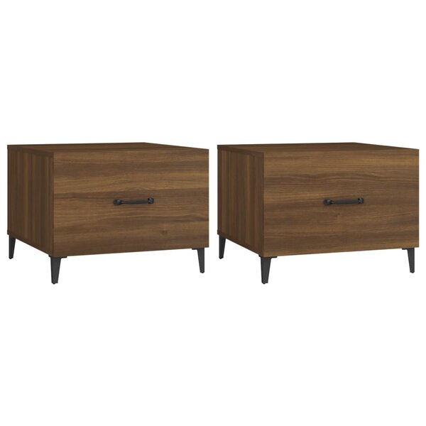 vidaXL Tables basses avec pieds en métal 2 Pièces Chêne marron 50x50x40cm