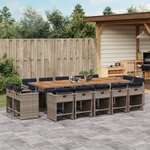 vidaXL Ensemble à manger de jardin 15 Pièces coussins gris résine tressée