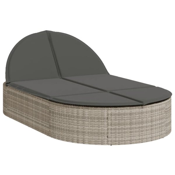 vidaXL Chaise longue double avec coussins gris clair résine tressée