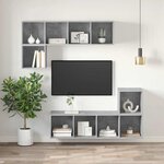 vidaXL Meuble TV mural Gris béton 37x37x142 5 cm Bois d’ingénierie
