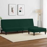 vidaXL Canapé-lit à 2 places avec repose-pied vert foncé velours
