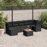 vidaXL Salon de jardin 8 Pièces avec coussins noir résine tressée
