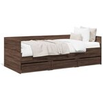 vidaXL Lit de jour et tiroirs chêne marron 75x190 cm bois d'ingénierie