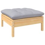 vidaXL Salon de jardin 4 Pièces avec coussins gris Bois de pin massif