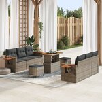 vidaXL Ensemble de canapé de jardin 9 pièces avec coussins gris en poly rotin et acacia