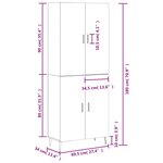 vidaXL Buffet haut Chêne fumé 69 5x34x180 cm Bois d'ingénierie