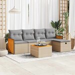 vidaXL Salon de jardin avec coussins 6 Pièces beige résine tressée