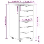 vidaXL Armoire roulante avec tiroirs MOSS noir bois de pin solide