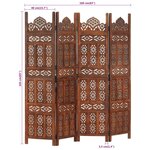 vidaXL Cloison de séparation 4 panneaux Marron 160x165cm Bois manguier