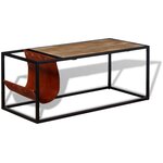 vidaXL Table basse avec porte-revues Cuir véritable 110x50x45 cm