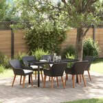 vidaXL Ensemble de salle à manger de jardin 7 pièces en poly rattan noir