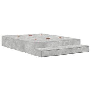 vidaXL Cadre de lit avec rangement Gris béton 150 cm Bois d'ingénierie