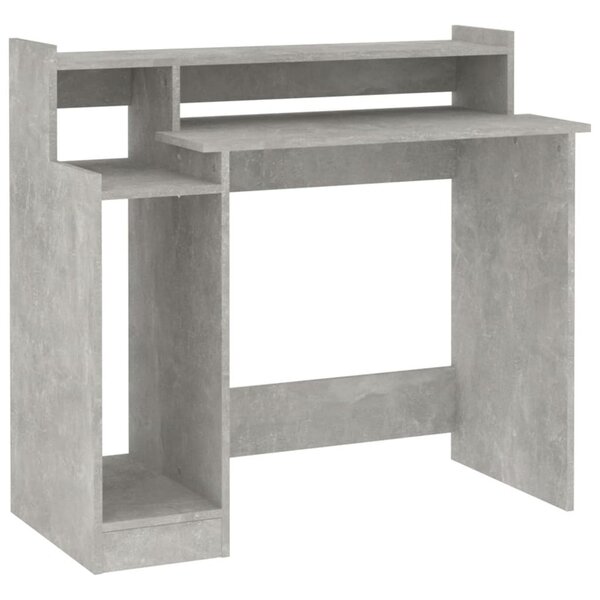 Bureau table poste de travail meuble d'ordinateur informatique étude et lumières LED 97 x 45 x 90 cm bois d'ingénierie gris 02_0023804