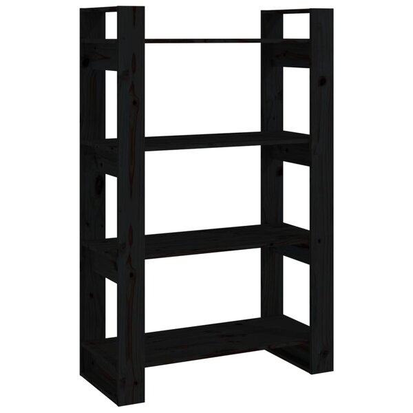 vidaXL Bibliothèque/Séparateur de pièce Noir 80x35x125 cm Pin massif