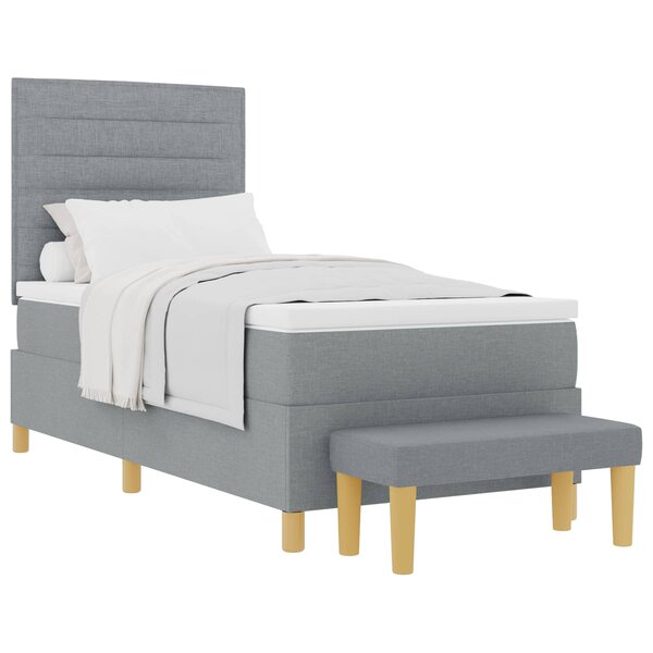 vidaXL Lit à ressorts avec coussin Gris clair 200 x 90 cm tissu