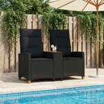 vidaXL Banc inclinable avec table Noir 126 x 65 x 112 cm polyrotin