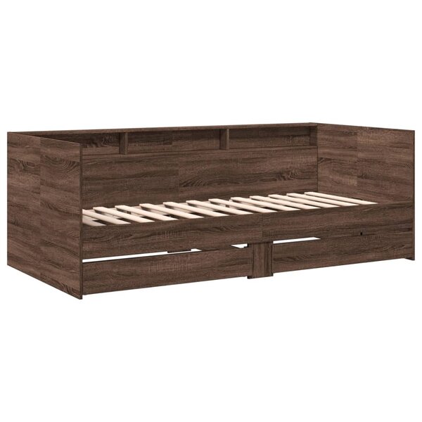 vidaXL Lit de jour et tiroirs chêne marron 75x190 cm bois d'ingénierie