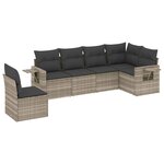 vidaXL Salon de jardin 6 Pièces avec coussins gris clair résine tressée
