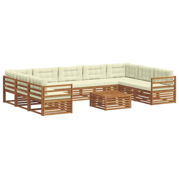 vidaXL Ensemble de canapés d'extérieur 10 pc Naturel et Crème