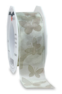Ruban orlando avec papillon 20-m-rouleau 40 mm taupe