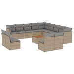 vidaXL Salon de jardin avec coussins 14 Pièces beige résine tressée