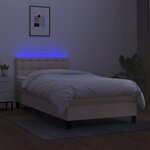 vidaXL Sommier à lattes de lit avec matelas LED Crème 90x190 cm Tissu