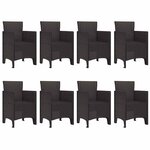 vidaXL Ensemble de salle à manger pour jardin 9 Pièces Marron Rattan Polt