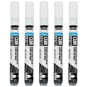 Marqueur Acrylique Setacolor Spécial Cuir Mat Satiné Extra Fine Blanc Pur x 5 PÉBÉO