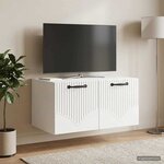 vidaXL Meuble TV mural Montage mural Blanc brillant 59 5 x 41 x 30 cm