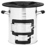 vidaXL Poêle à bois de camping Argenté 51 5x35x30 5cm Acier inoxydable