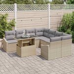 vidaXL Ensemble de canapé de jardin 9 Pièces Beige et Gris clair