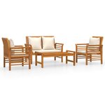 vidaXL Salon de jardin 4 Pièces avec coussins Bois d'acacia solide