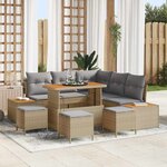 vidaXL Ensemble de canapé de jardin 9 Pièces Beige Poly rotin