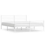 vidaXL Cadre de lit métal sans matelas et pied de lit blanc 180x200 cm