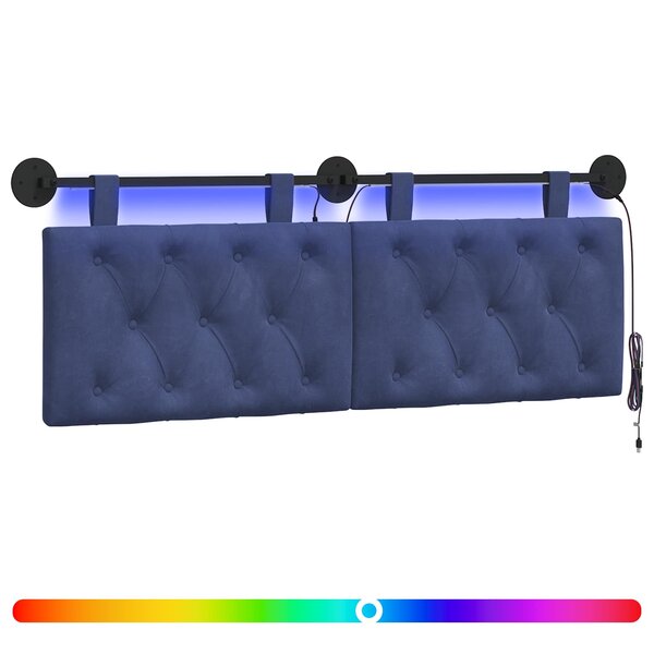 vidaXL Tête de lit suspendue Bleu police Velours