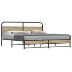 vidaXL Cadre de lit en métal sans matelas chêne fumé 183x213 cm
