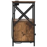 vidaXL Table de nuit avec station de chargement avec tiroir Chêne fumé