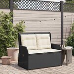 vidaXL Banc inclinable de jardin avec coussins noir résine tressée
