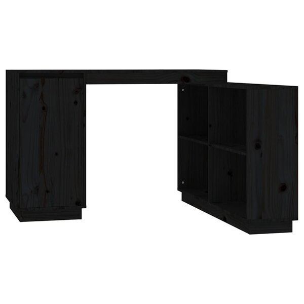 vidaXL Bureau Noir 110x50x75 cm Bois massif de pin