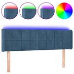 vidaXL Tête de lit à LED Bleu foncé 147x16x78/88 cm Velours