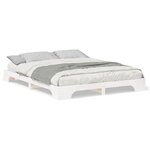 vidaXL Cadre de lit surélevé avec stockage Blanc Bois massif en pin